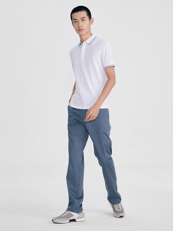 鄂尔多斯男装2023春夏季白色polo衫