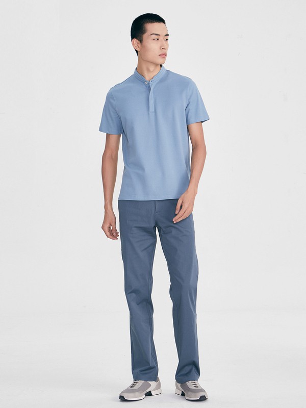 鄂尔多斯男装2023春夏季藏蓝色polo衫