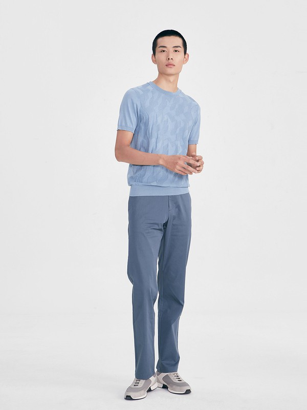 鄂尔多斯男装2023春夏季蓝色polo衫