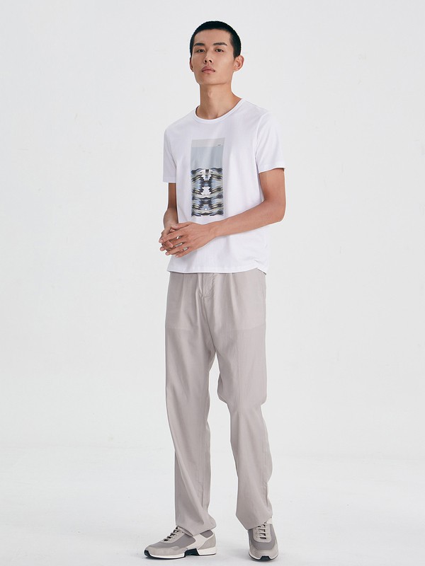 鄂尔多斯男装2023春夏季白色T恤