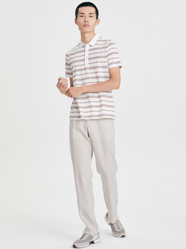 鄂尔多斯男装2023春夏季白色polo衫