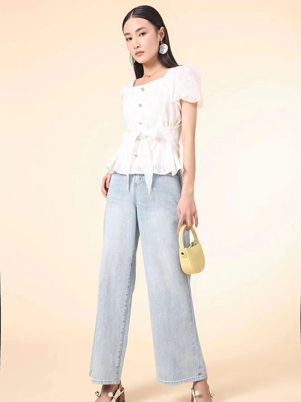 点占女装2023春夏季白色T恤