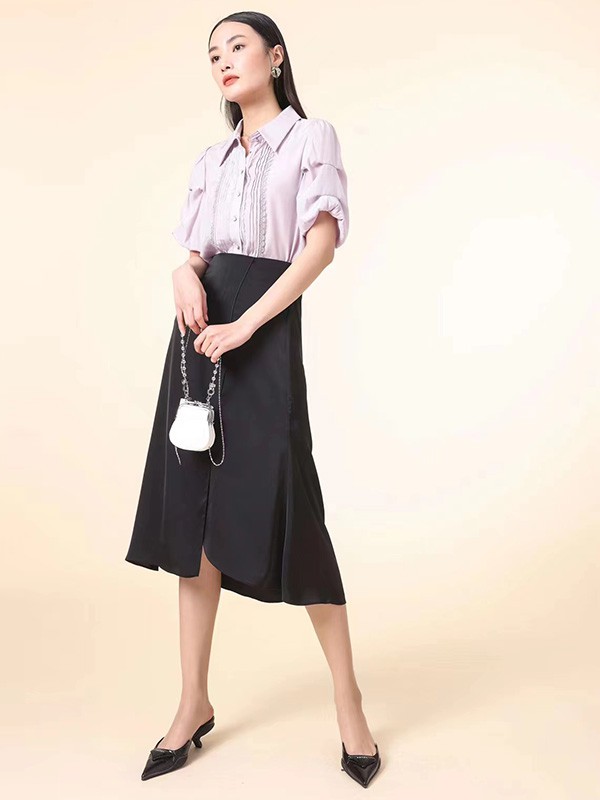 点占女装2023春夏季黑色半身裙