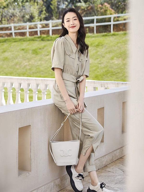 约布女装2023春夏季卡其色连体裤