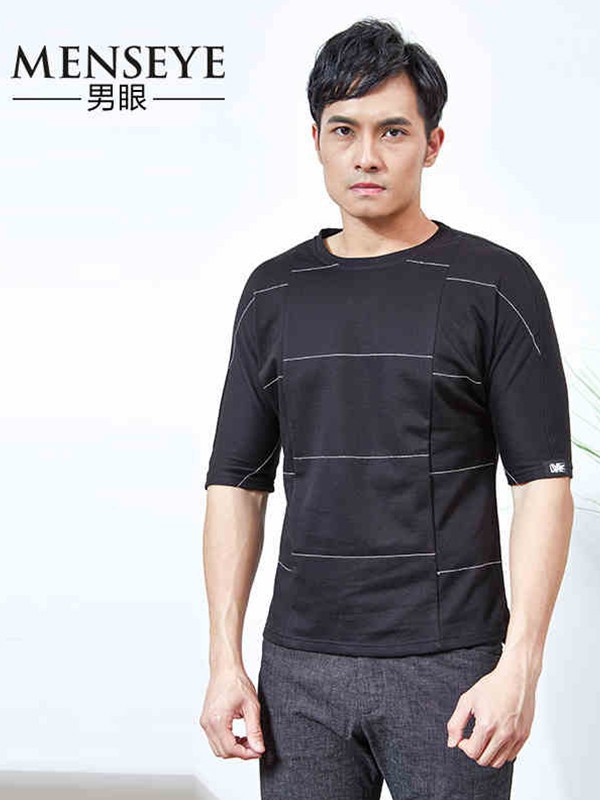 男眼男装2023春夏季黑色T恤