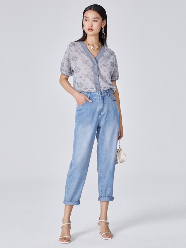 真我永恒2023春夏季蓝色长裤