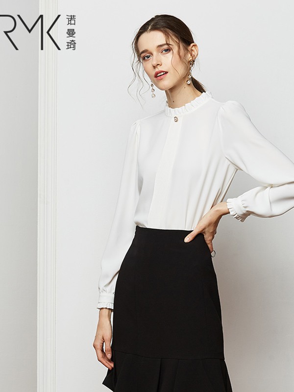 诺曼琦女装2023春夏季白色衬衫