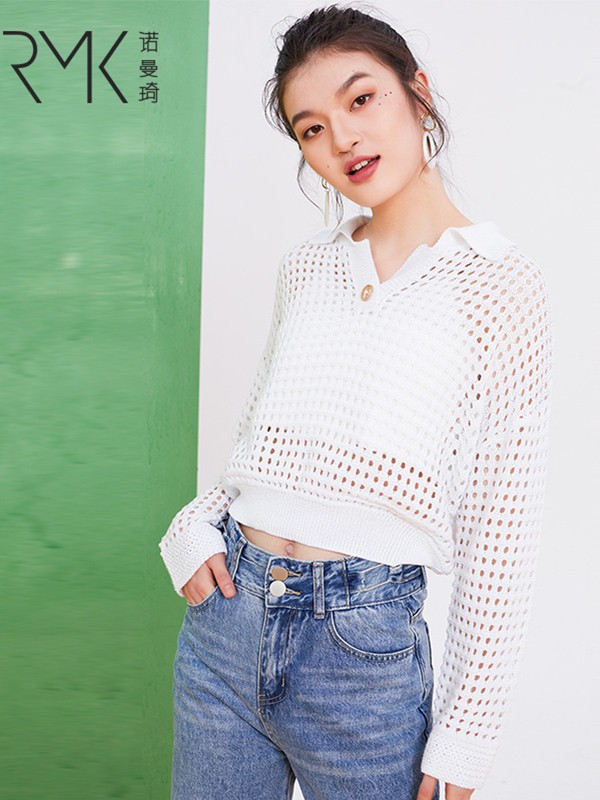 诺曼琦女装2023春夏季白色蕾丝衫