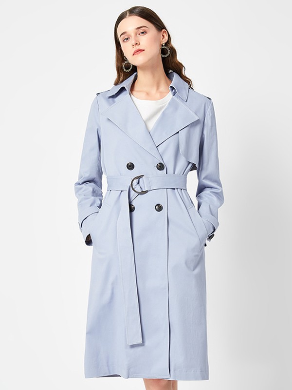 诺曼琦女装2023春夏季蓝色风衣