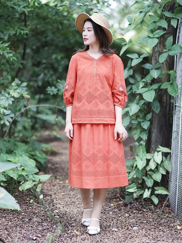 莉佳丽女装2022秋冬季橙色半身裙