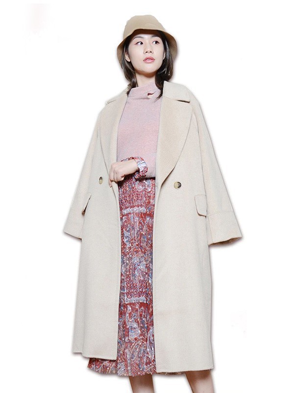 莉佳丽女装2022秋冬季米色大衣