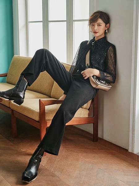 季候风女装2022春夏季黑色长裤