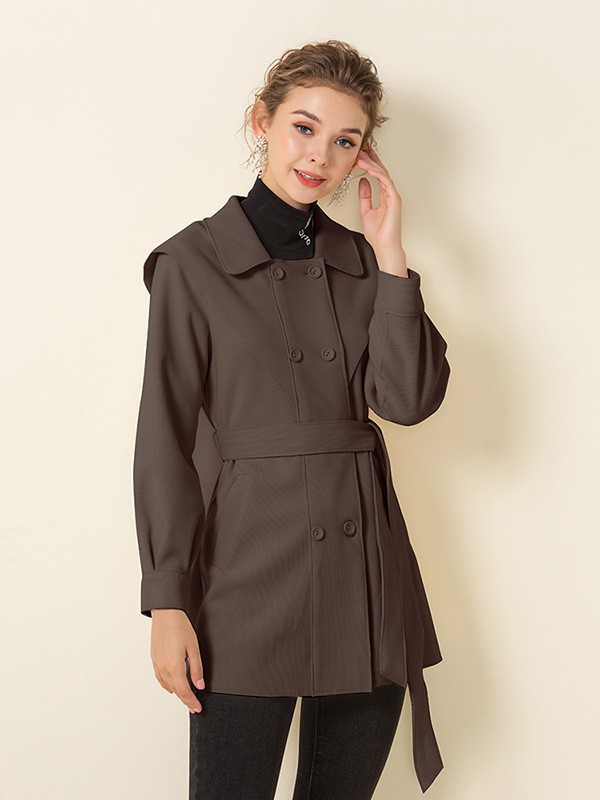 顿妮娅女装2022秋冬季咖啡色风衣