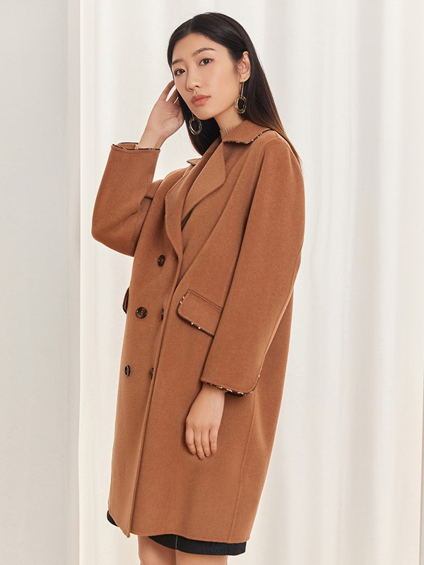 圣可尼女装2022秋冬季咖啡色大衣