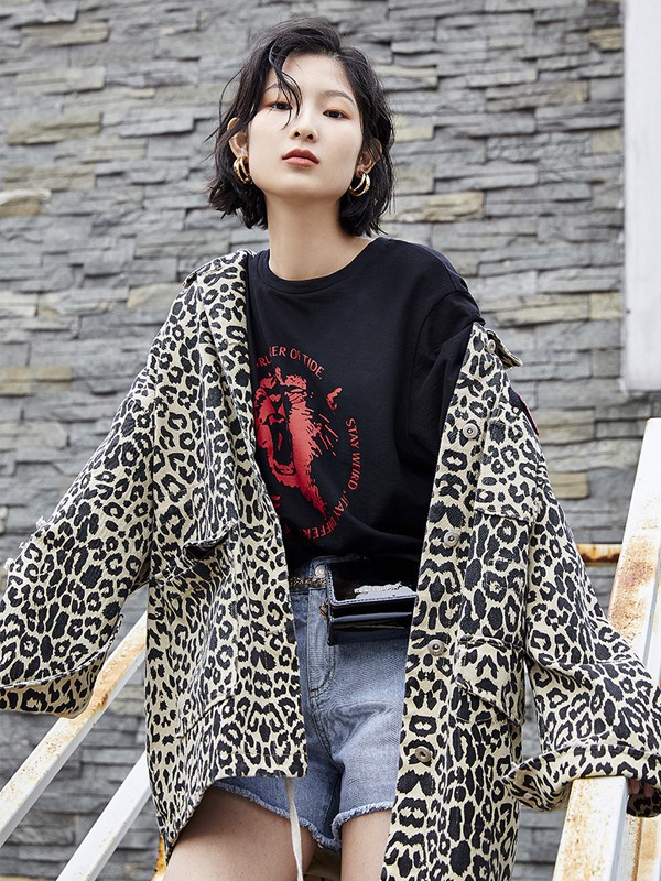 XY遐逸女装2023春夏季黑色T恤