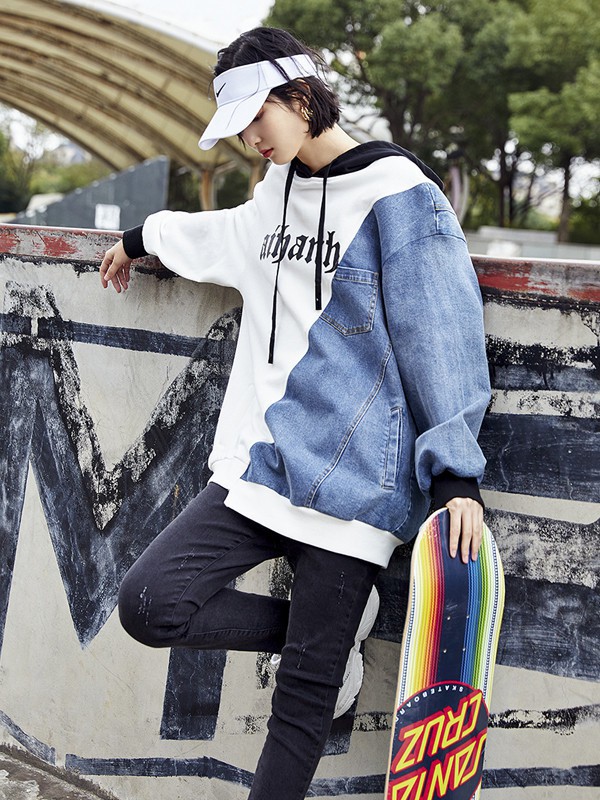 XY遐逸女装2023春夏季拼色T恤