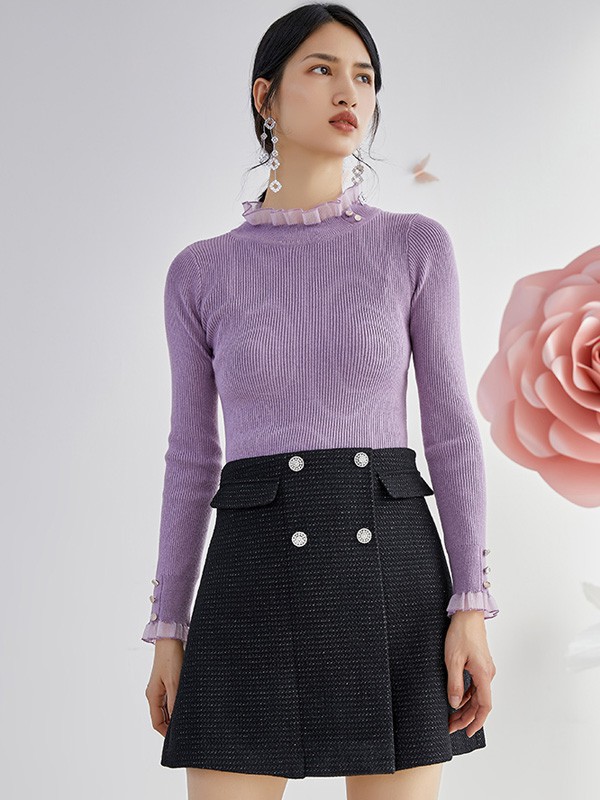 依妙女装2023春夏季紫色针织裙