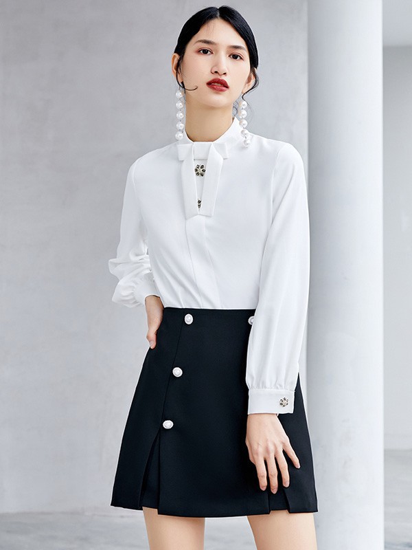 依妙2023春夏季白色衬衫