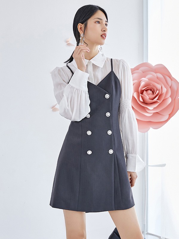 依妙女装2023春夏季白色衬衫