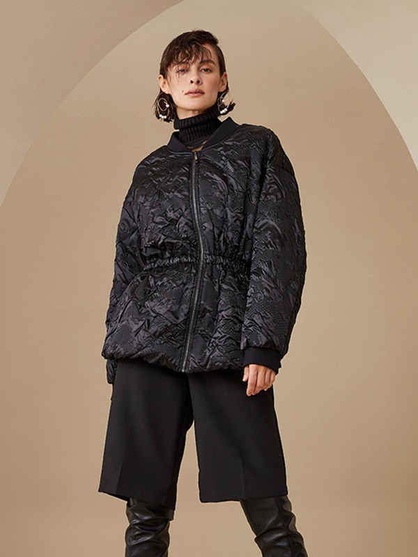 斐戈女装2022秋冬季黑色棉服