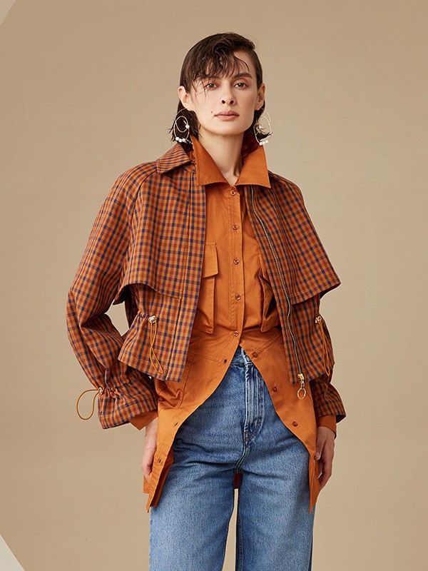 斐戈女装2022秋冬季橙色衬衫