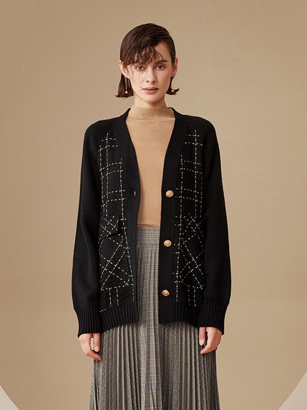 斐戈女装2022秋冬季黑色毛衣