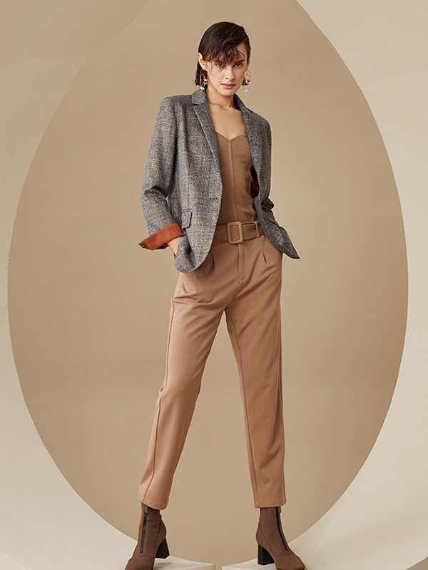 斐戈女装2022秋冬季咖啡色长裤