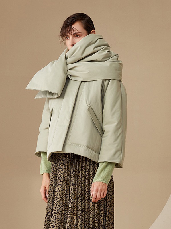 斐戈女装2022秋冬季绿色棉服