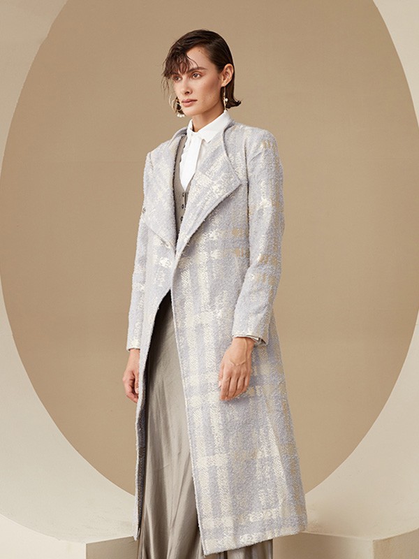 斐戈女装2022秋冬季灰色大衣