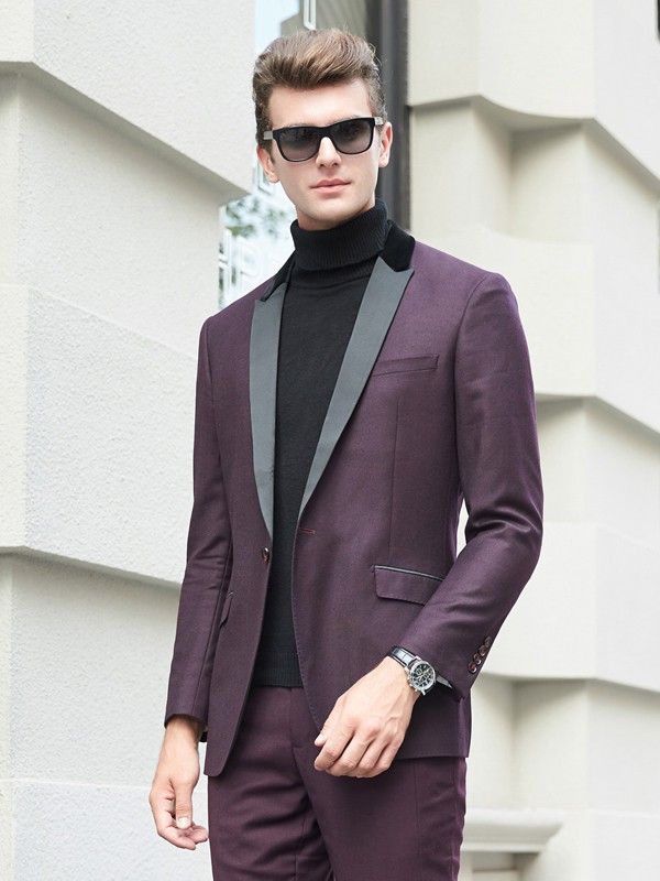 柏朗亚高男装2022秋冬季紫色西装