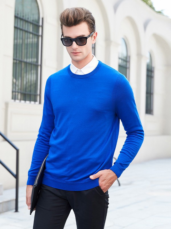 柏朗亚高男装2022秋冬季蓝色毛衣