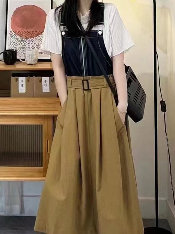 赫本家女装2023春夏季咖啡色半身裙