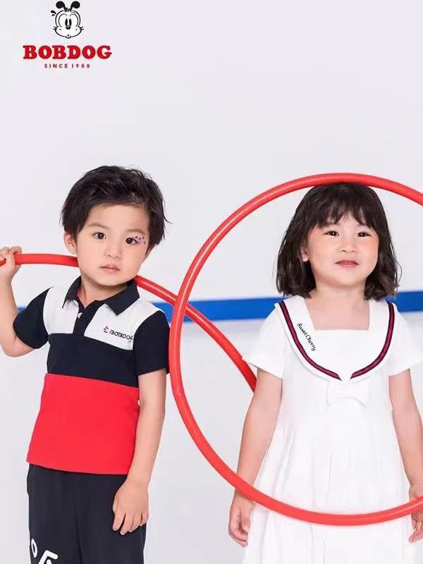 巴布豆童装2023春夏季拼色polo衫
