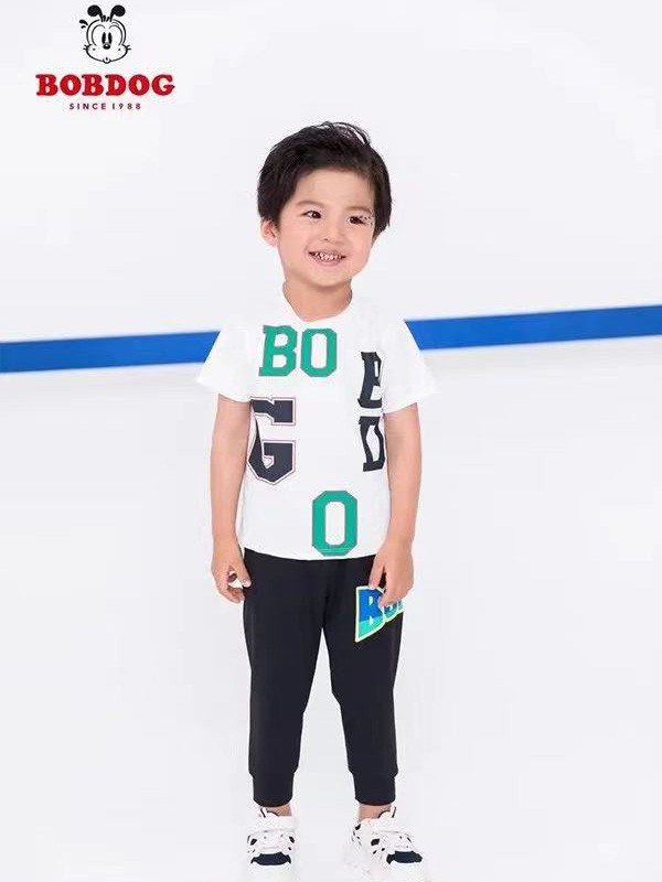 巴布豆童装2023春夏季白色T恤