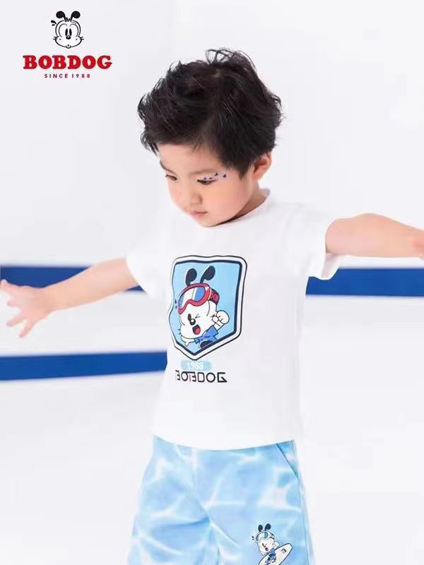 巴布豆童装2023春夏季白色T恤