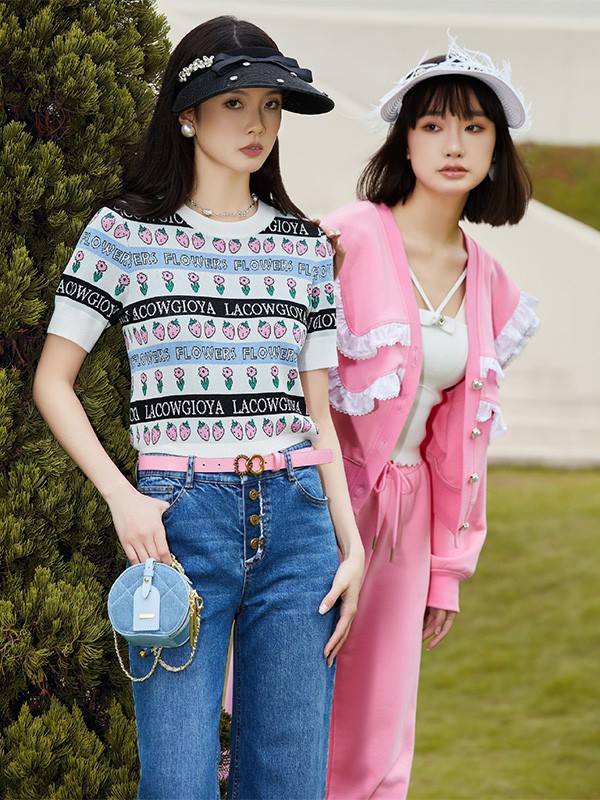 兰迷雅2023春夏季粉色阔腿裤