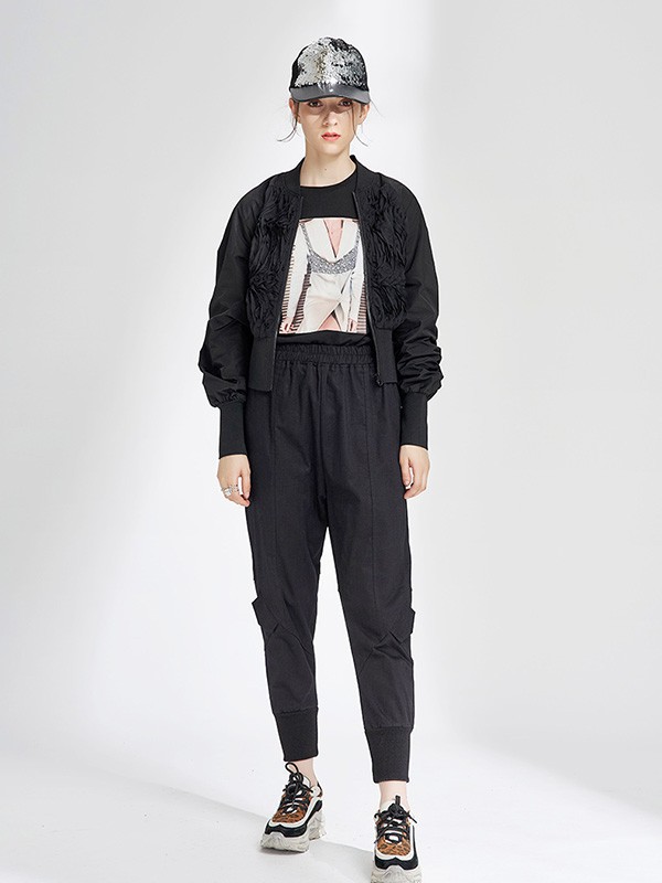 卡布依女装2022秋冬季黑色T恤