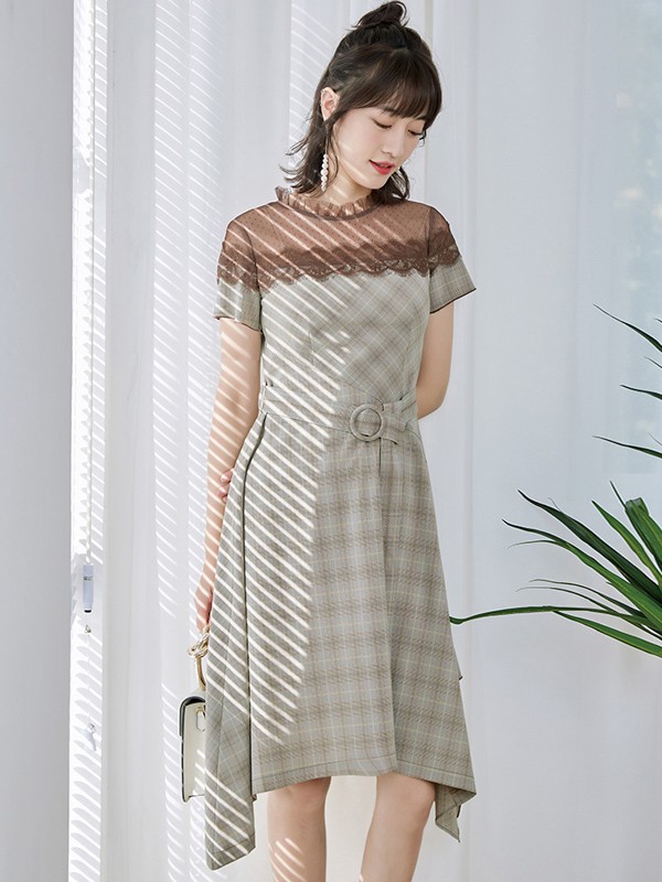 傲丝度女装2023春夏季灰色连衣裙