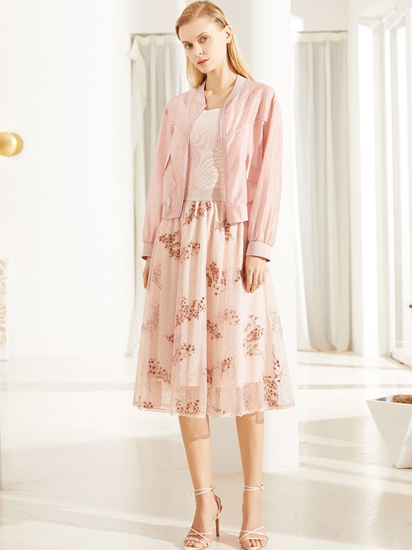 恒泽女装2023春夏季粉色半身裙