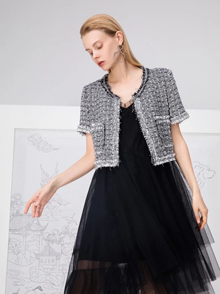 西纳维思女装2023春夏季黑色连衣裙