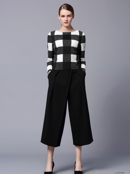 L.W女装2022秋冬季黑色阔腿裤