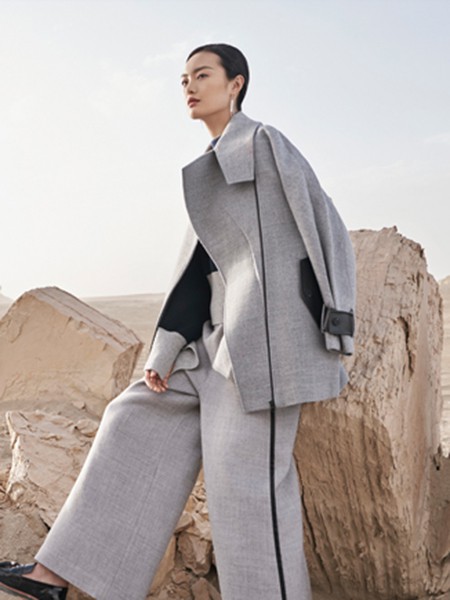 雪莲女装2022秋冬季灰色大衣