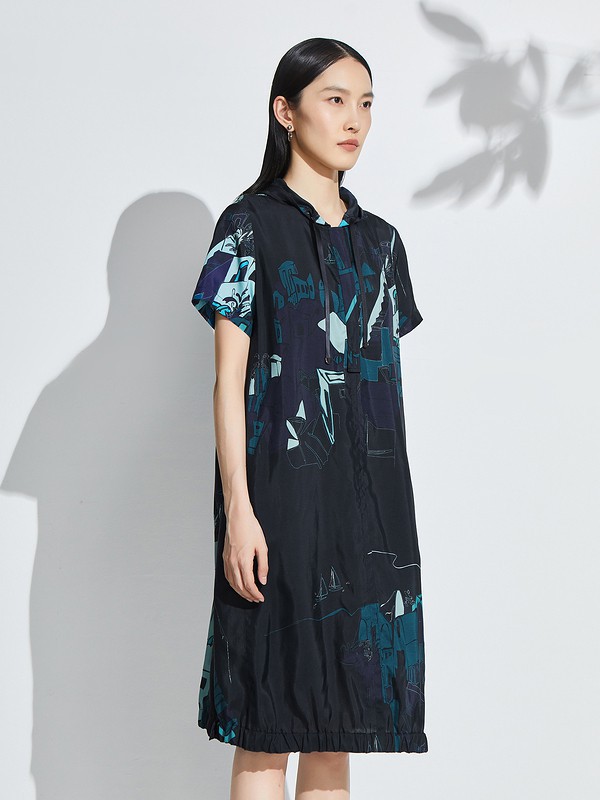 OTT女装2023春夏季黑色连衣裙