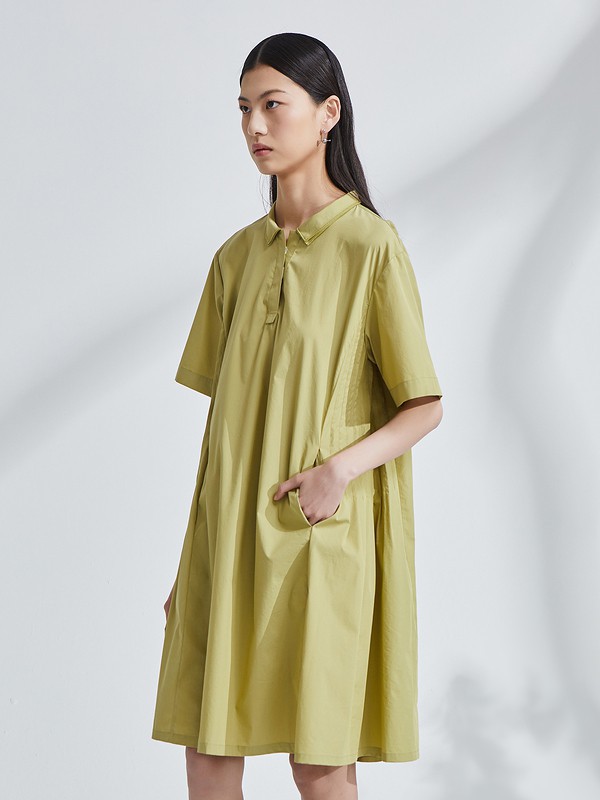 OTT女装2023春夏季黄色连衣裙