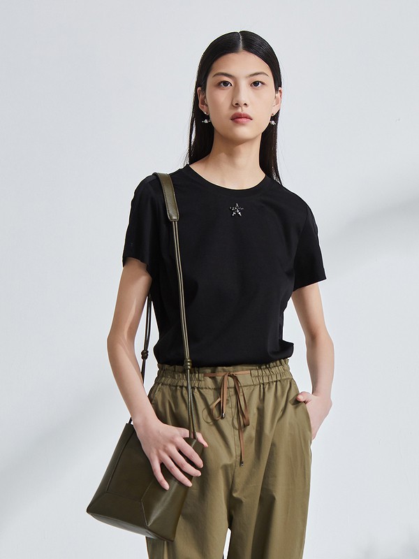 OTT女装2023春夏季黑色T恤
