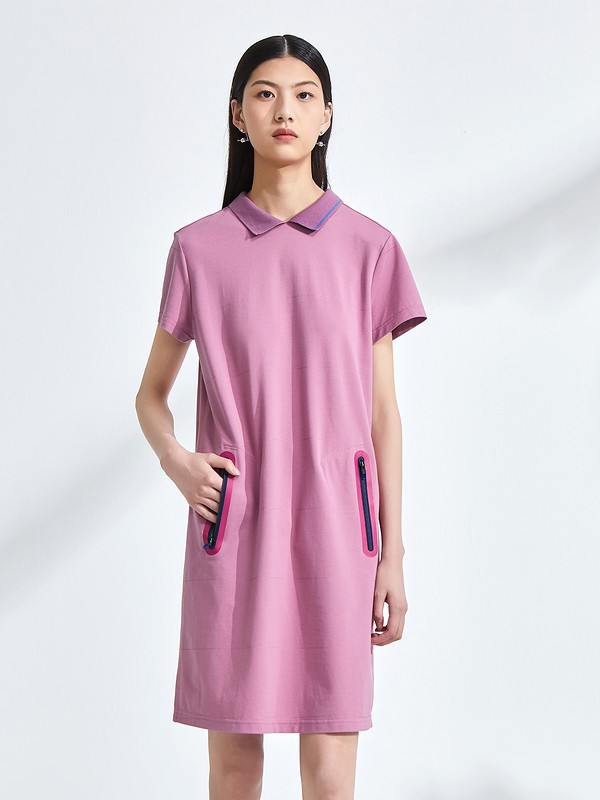 OTT女装2023春夏季粉色连衣裙