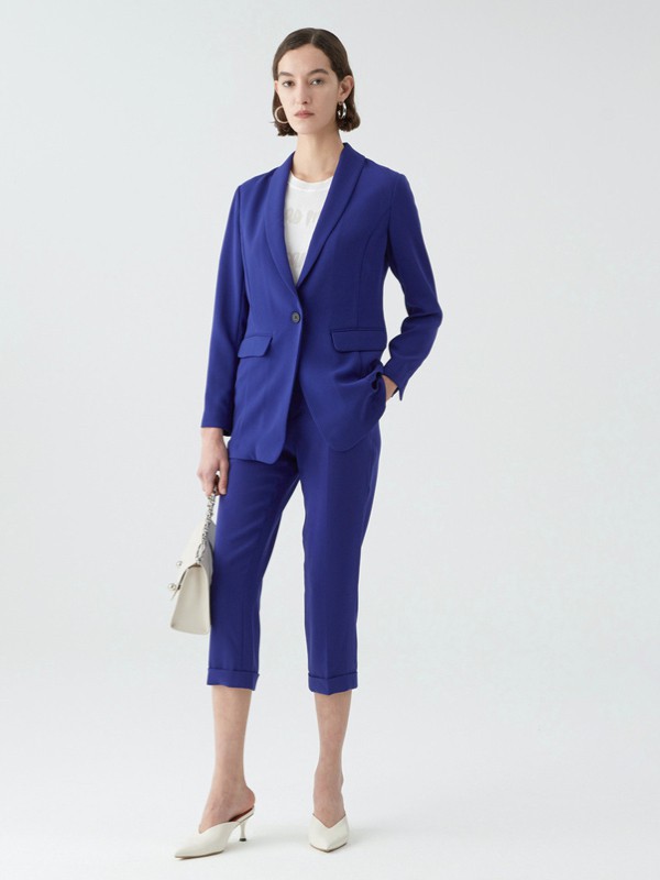 玛丝菲尔女装2023春夏季藏蓝色西装