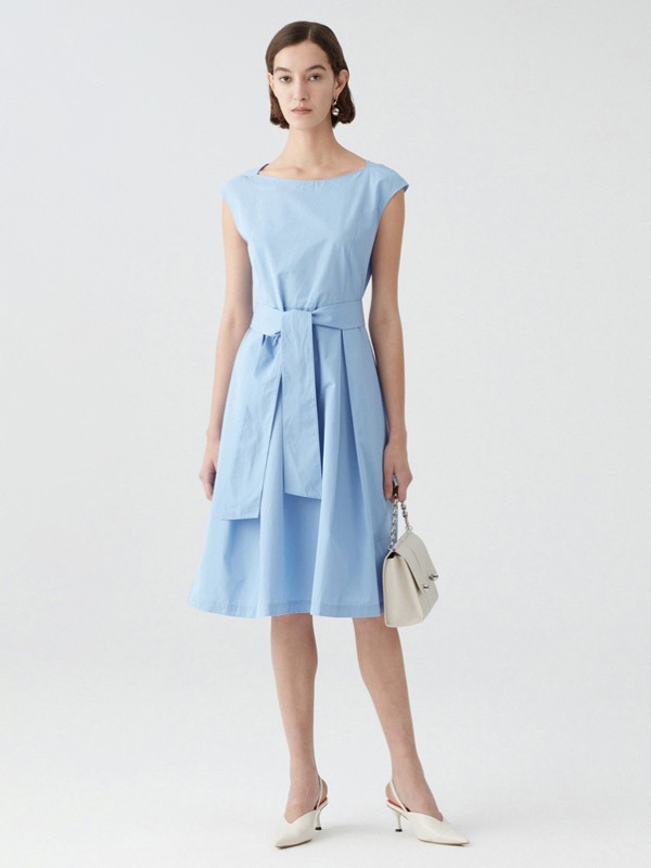 玛丝菲尔女装2023春夏季蓝色连衣裙