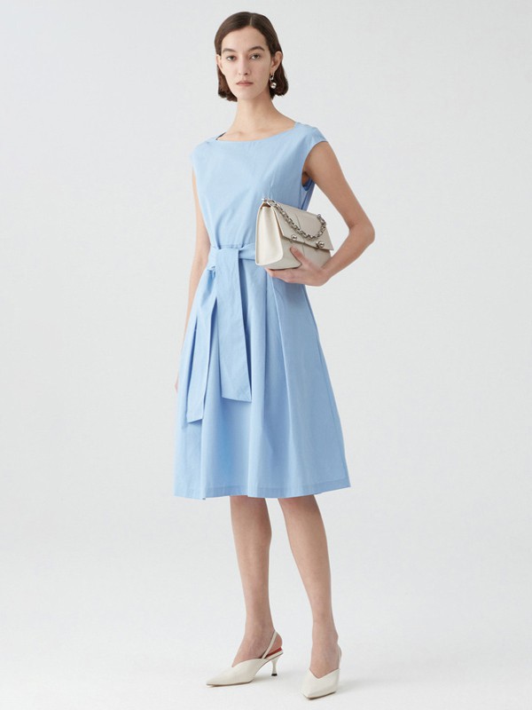 玛丝菲尔女装2023春夏季蓝色连衣裙