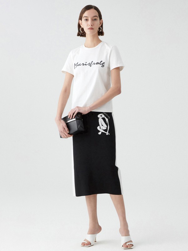 玛丝菲尔女装2023春夏季白色T恤
